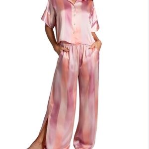 Elegant Pink Satin Pajama Set